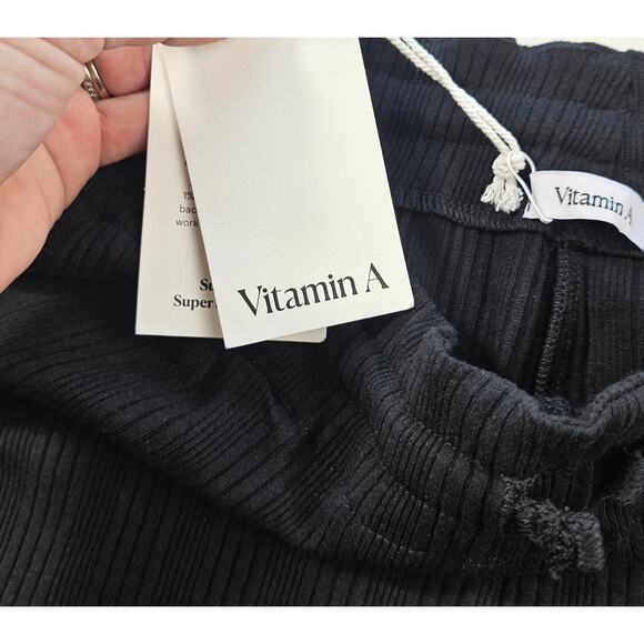 NWT vitamin A tencell lycra ribbed drawstring pocket minimalist shorts XL black - Picture 7 of 11